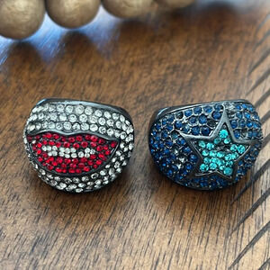 2 rings New York & Co by Eva red lips size 6 blue star size 7